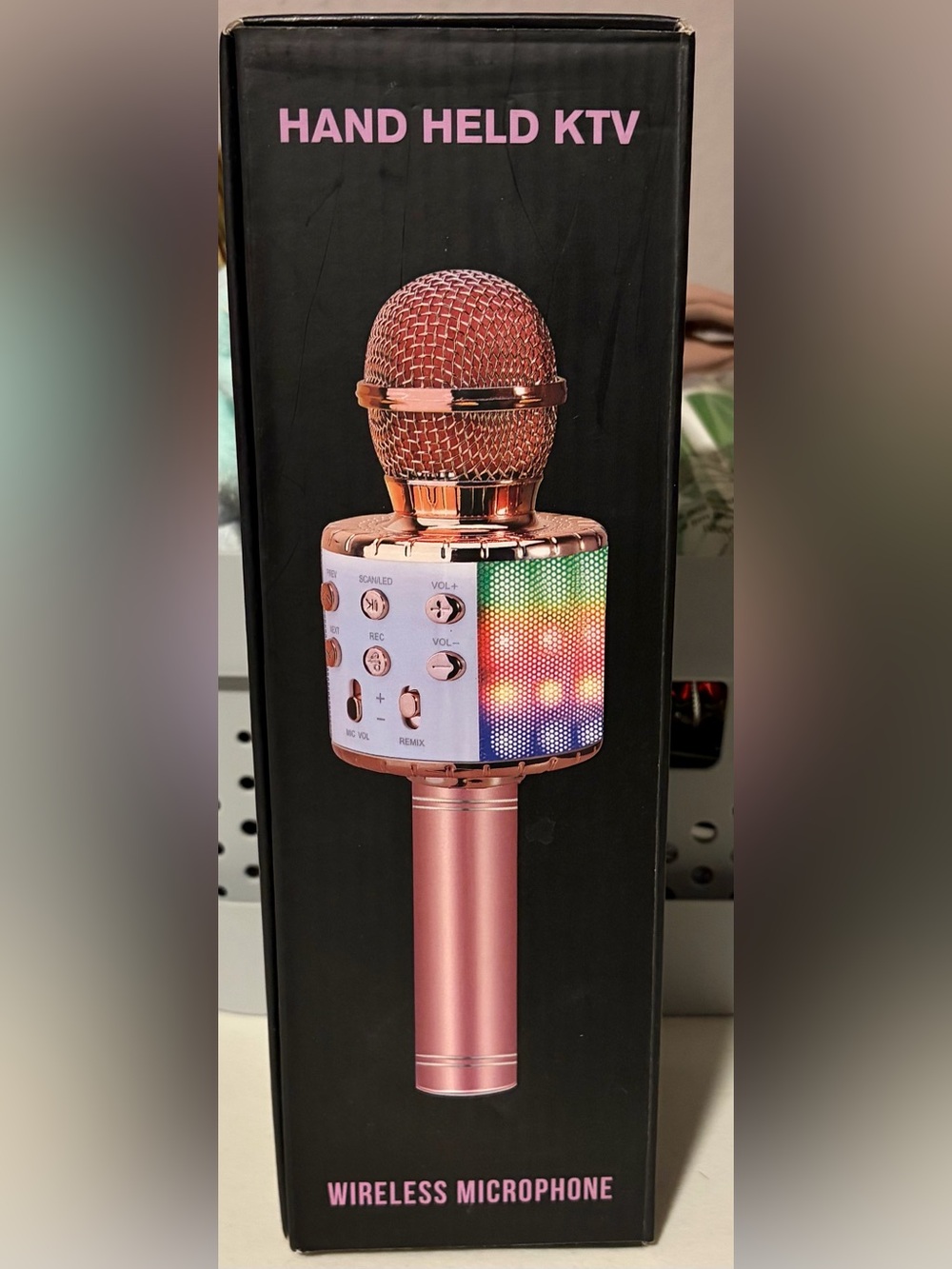 Hand Held KTV Wireless Microphone Bluetooth Speaker - Rose Gold